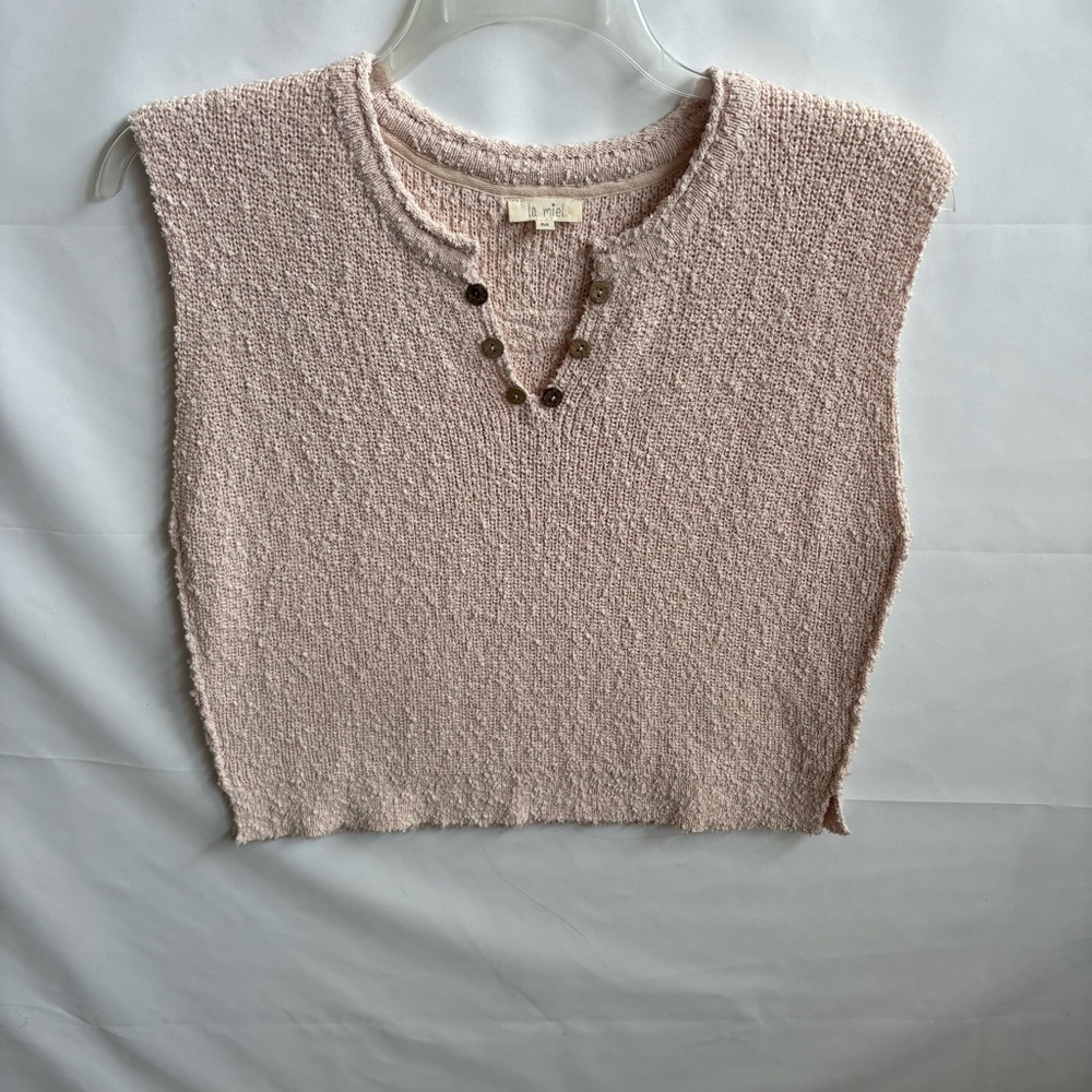 LaMiel Pale Pink Textured knit shell top Size M. polyester   INV25/289
